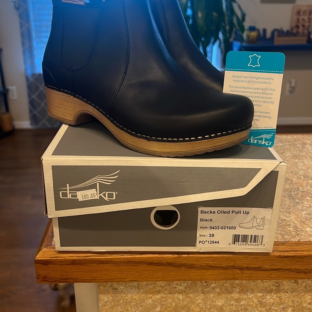 Dansko Black Oiled Leather Ankle Boots